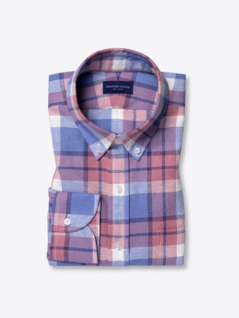 Shop Mesa Rose and Blue Cotton Linen Plaid