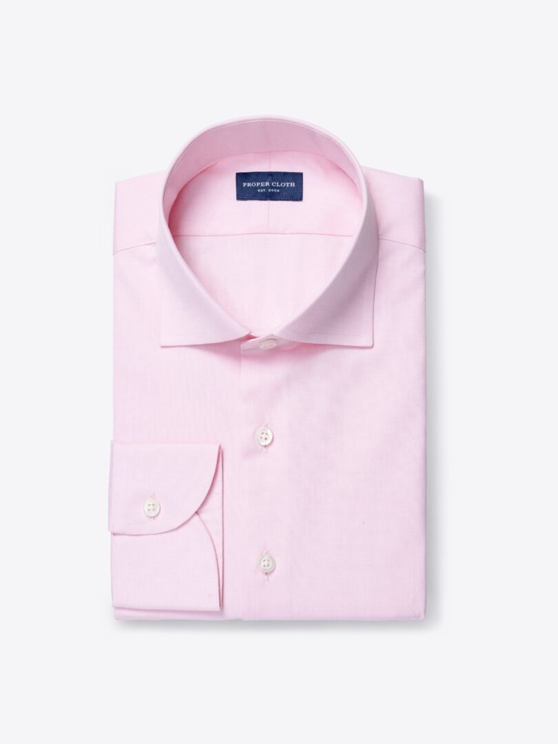 Thomas Mason Pink Pinpoint Fitted Dress Shirt 