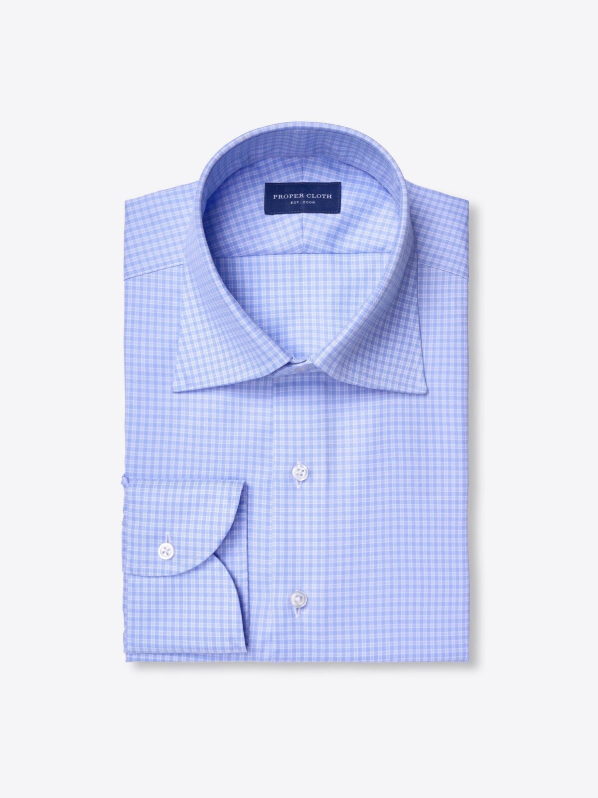 Mayfair Wrinkle-Resistant Blue Micro Check Shirt by Proper Cloth
