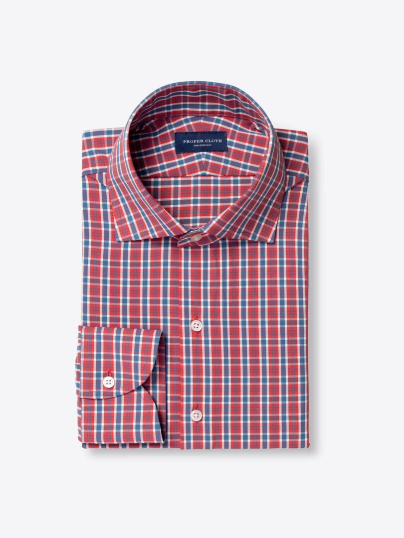 Recycled Performance Blend Red and Blue Plaid 