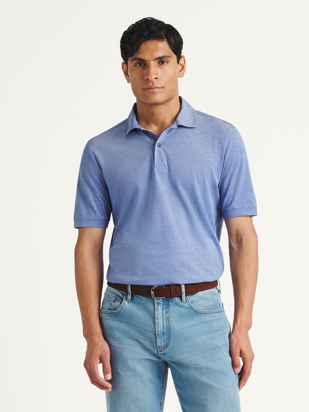 polo easy care dress shirt Sullivan Light Grey Easy Care Long Sleeve Polo Shirt