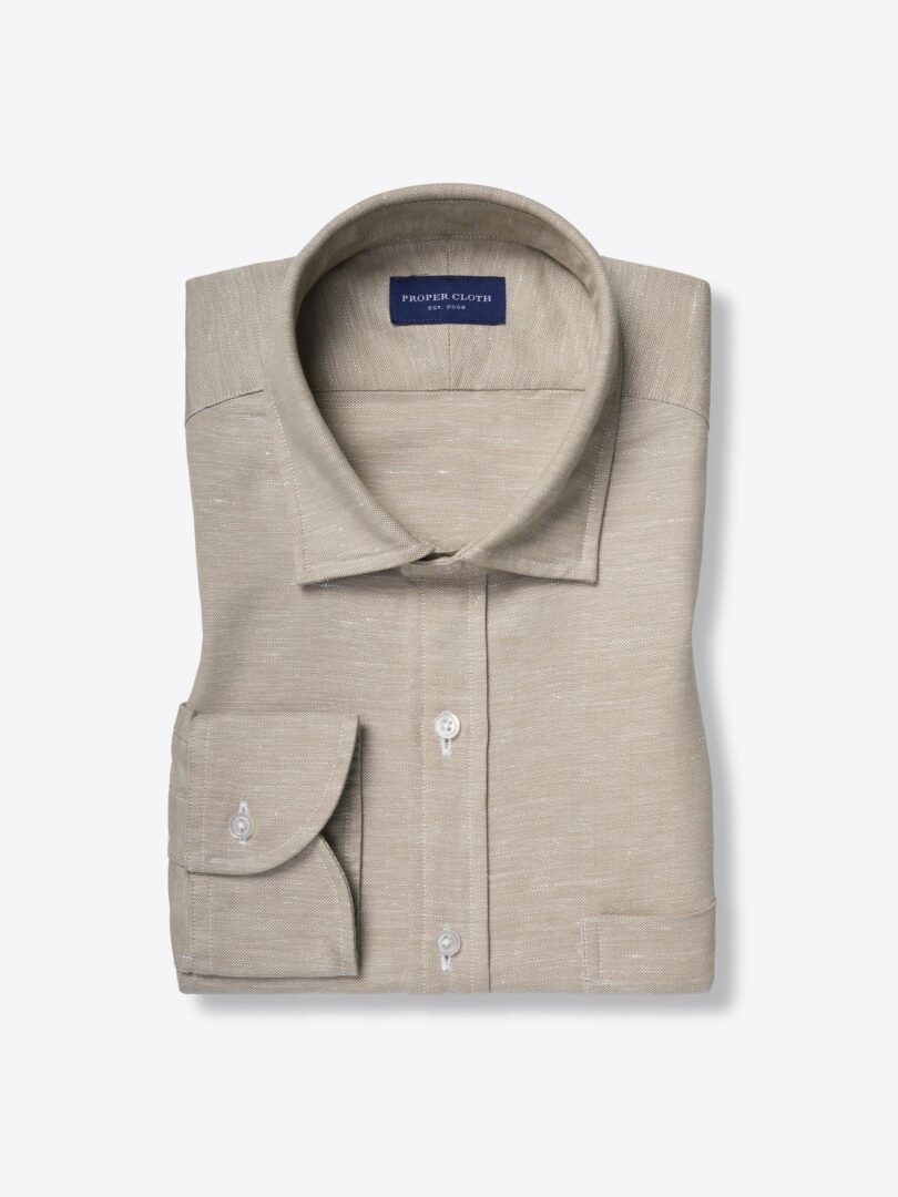 Portuguese Taupe Cotton and Hemp Oxford 
