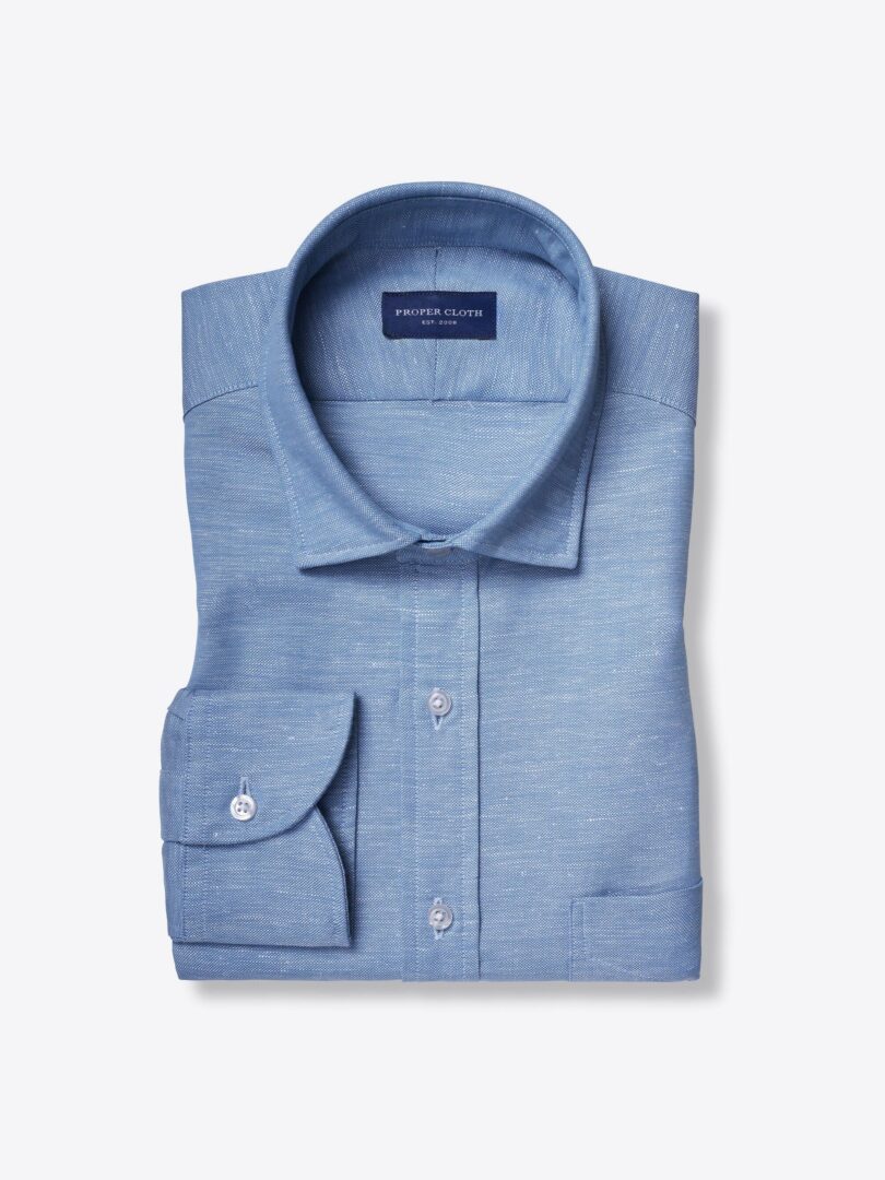Portuguese Blue Cotton and Hemp Oxford 