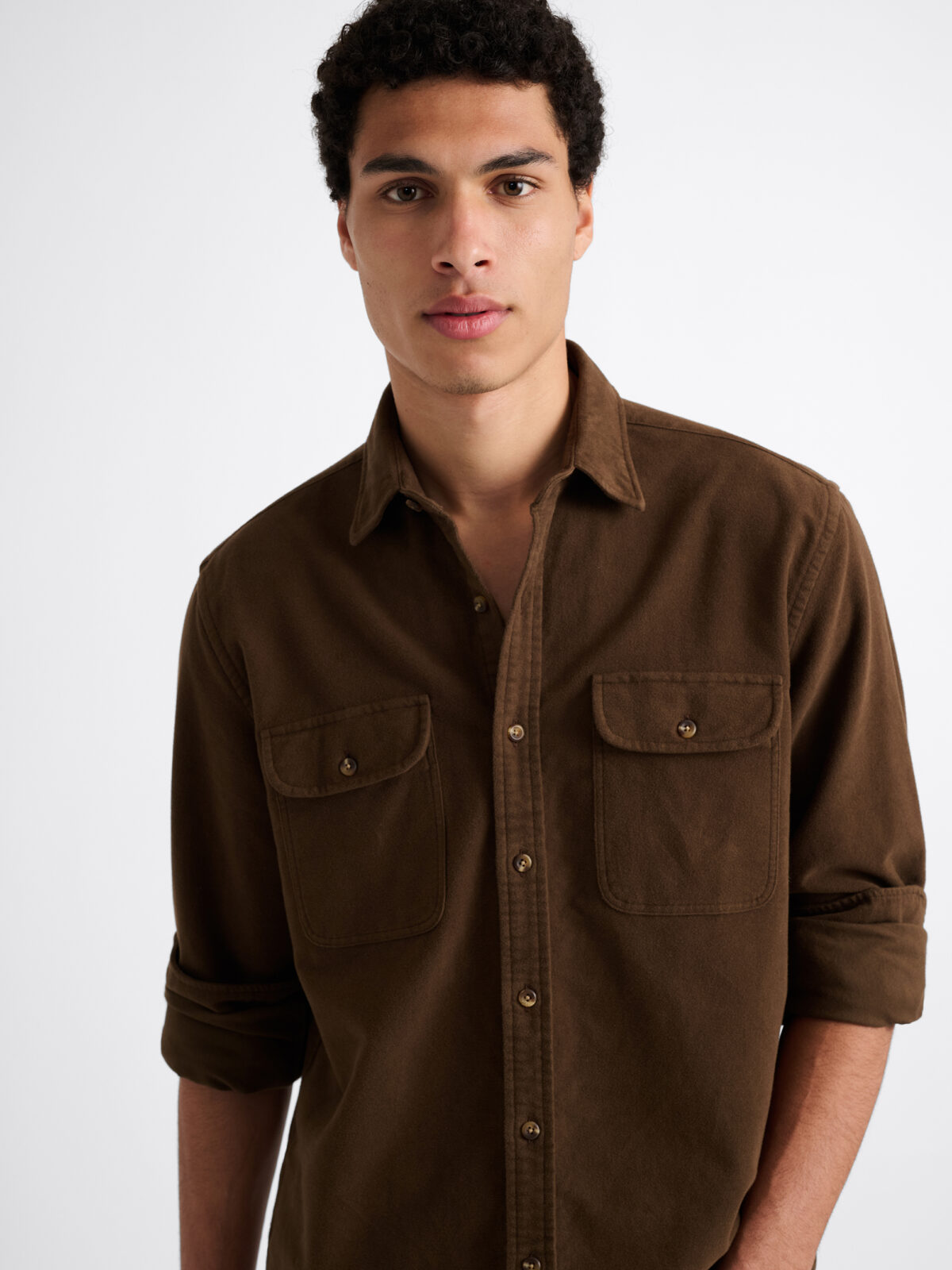 The Stretch Chamois Overshirt in Brown