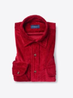 Duca Visconti Red Supima Wide Corduroy Shirt by Proper Cloth