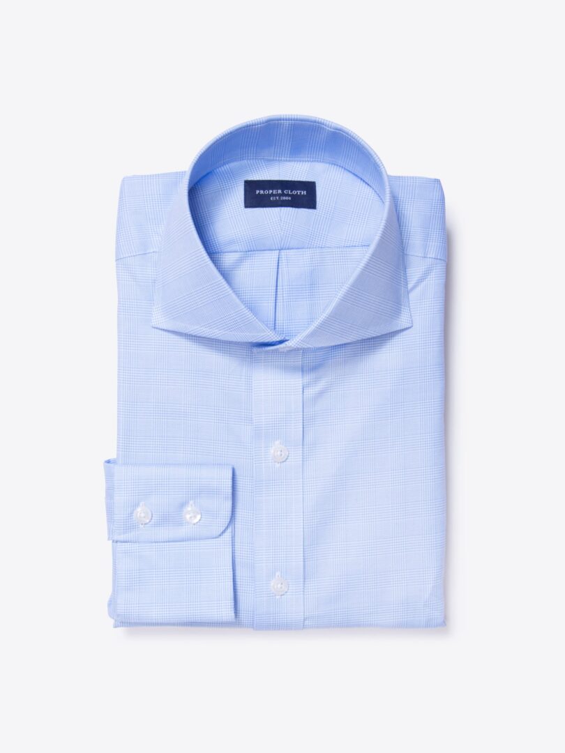 Morris Wrinkle-Resistant Light Blue Glen Plaid Custom Dress Shirt 