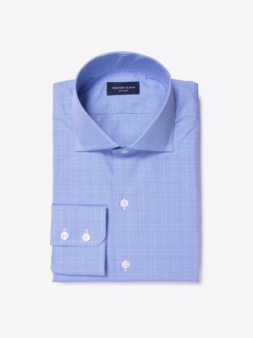Carmine Light Blue Glen Plaid Men's Dress Shirt 