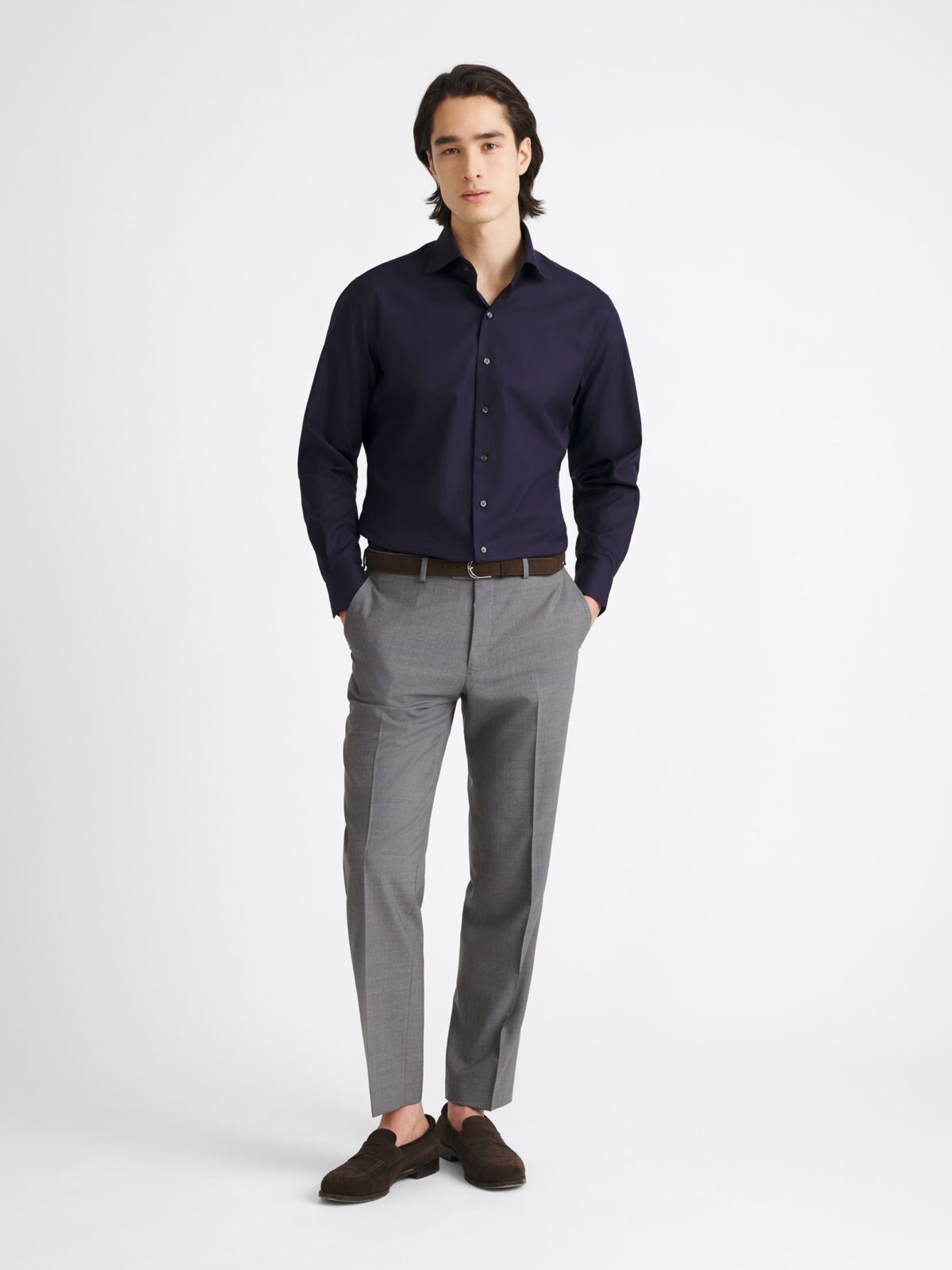 The Thomas Mason Wrinkle-Resistant Dress Shirt in Navy