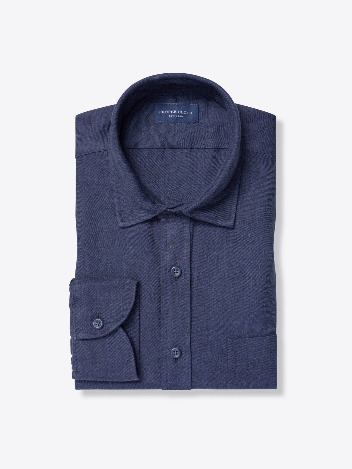 Sun Washed Navy Cotton and Linen Twill Shirt