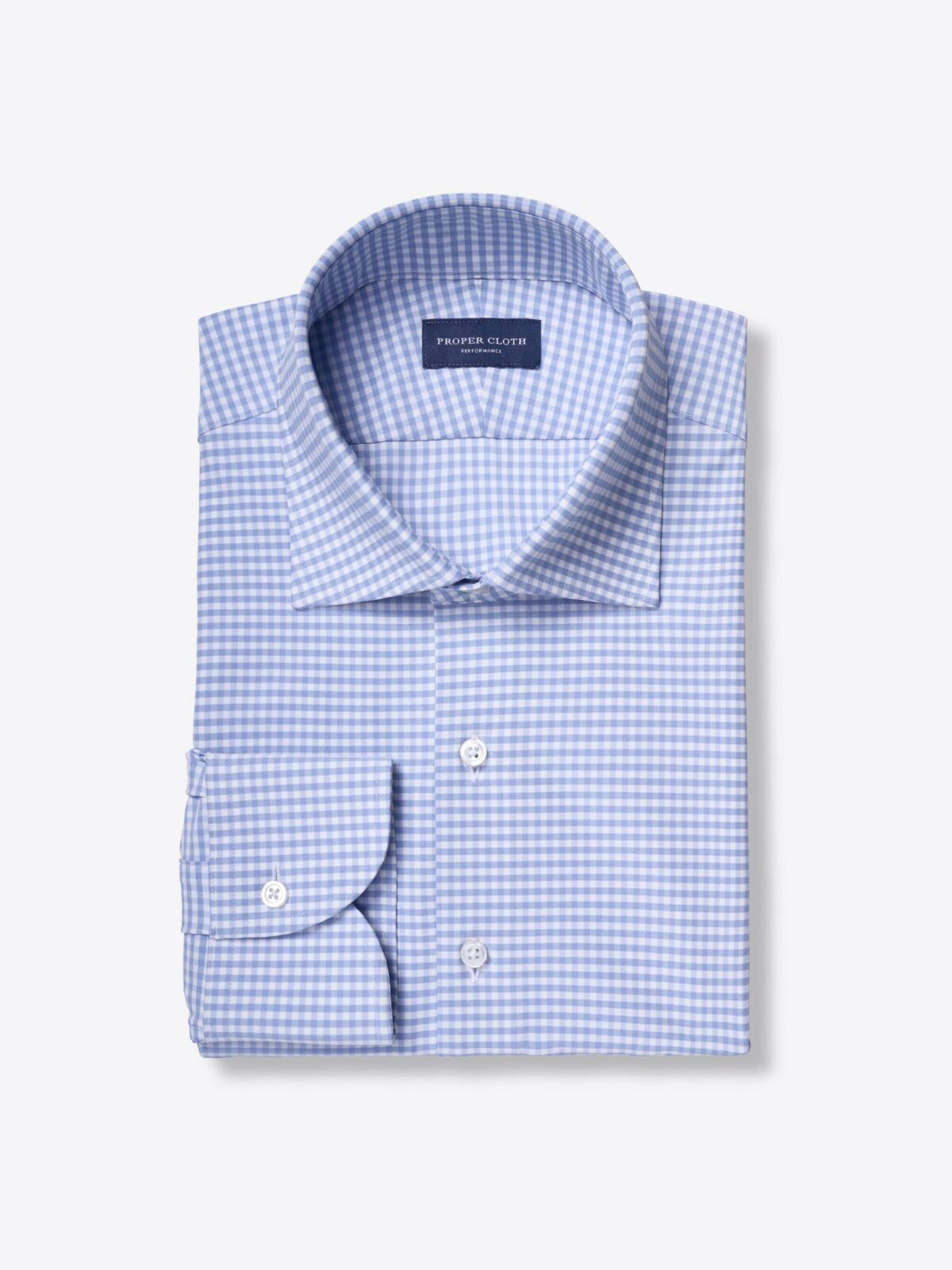 Recycled Cotton Free Performance Light Blue Gingham Shirt by Proper Cloth