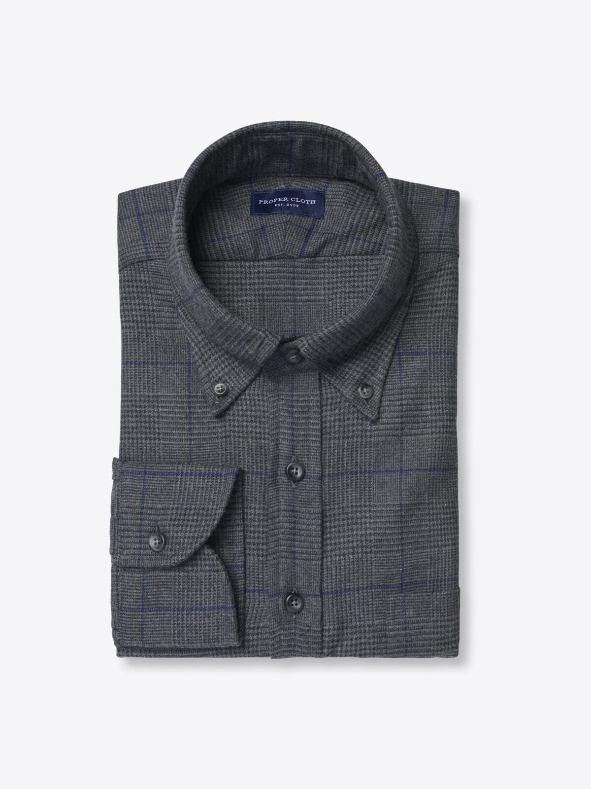 Canclini Charcoal and Royal Glen Plaid Beacon Flannel Shirt by Proper Cloth