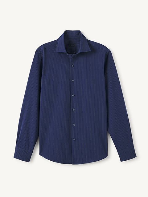 chinese dress ladies Linen Blend Short Sleeves Navy Blue Men Shirt - Wessi  Wessi