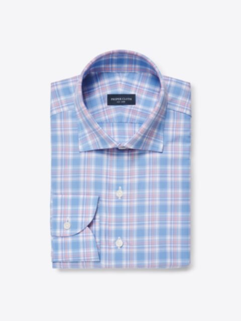 slim fit dress slacks Perry Ellis Men's Mini Check Slim Fit Cotton Shirt in Forever Blue, Size 15.5, Cotton/Elastane