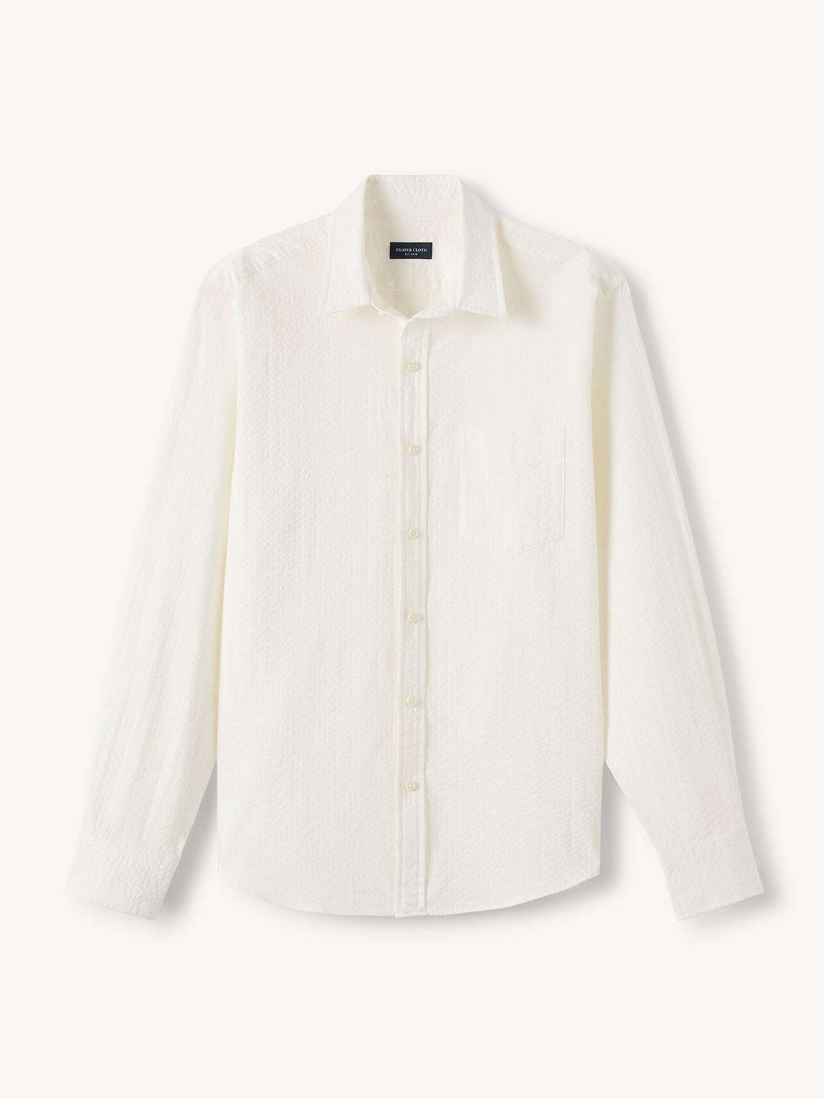 The Italian Wide Seersucker Casual Shirt in Off White