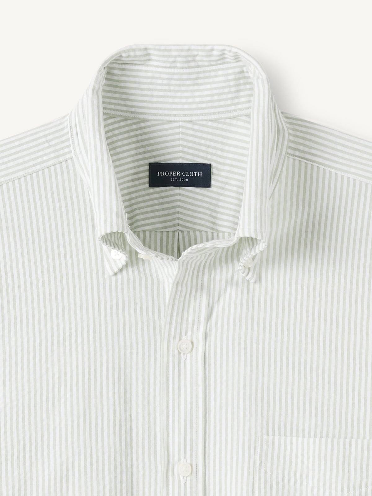 The Seersucker Button Down in Green Stripe