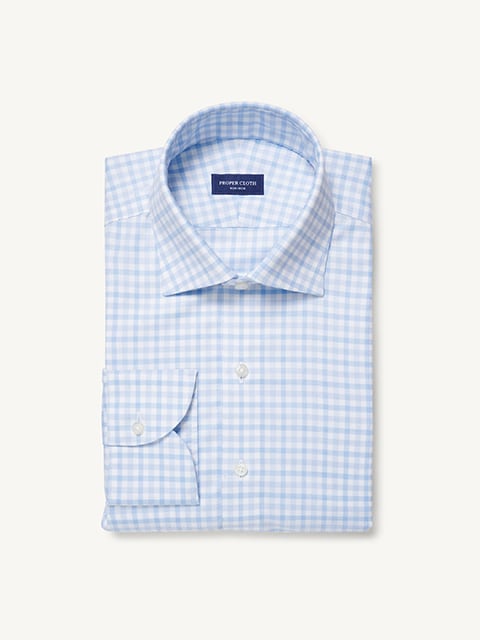 Proper Cloth Men's William Light Blue Multi Gingham Custom Made Shirt