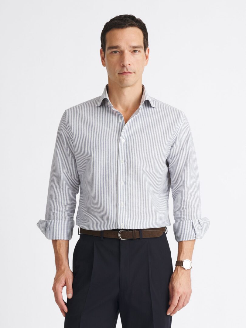 Portuguese Navy Stripe Cotton Linen Oxford Thumb Detail