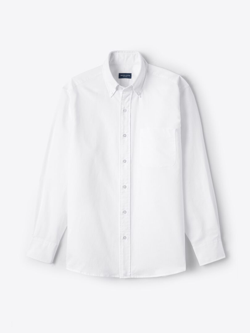 White Cotton Linen Oxford Button Down Product Image