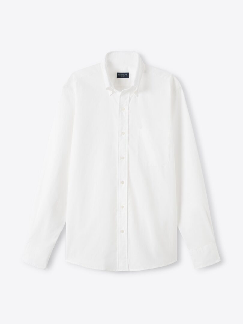 White Cotton Linen Oxford Button Down Product Image