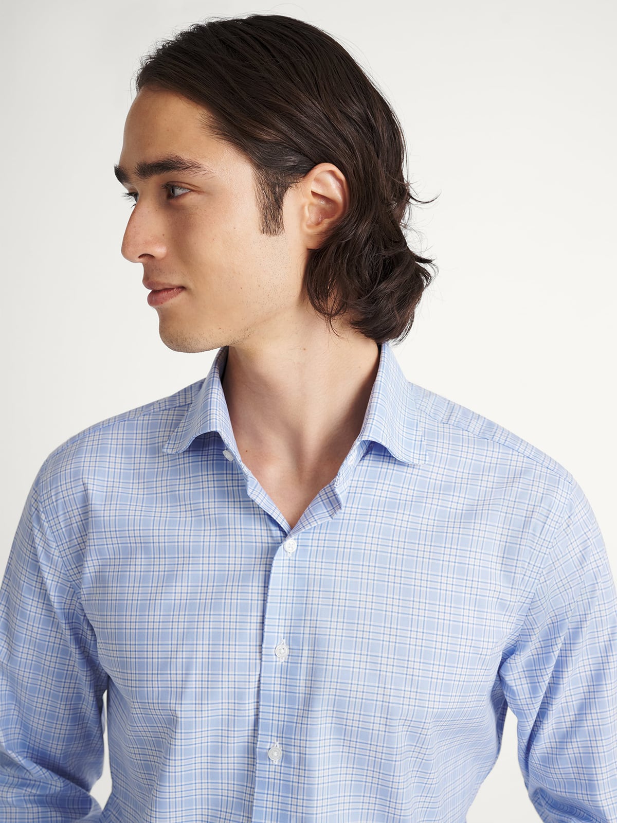 The Thomas Mason Wrinkle-Resistant Dress Shirt in Light Blue Tonal