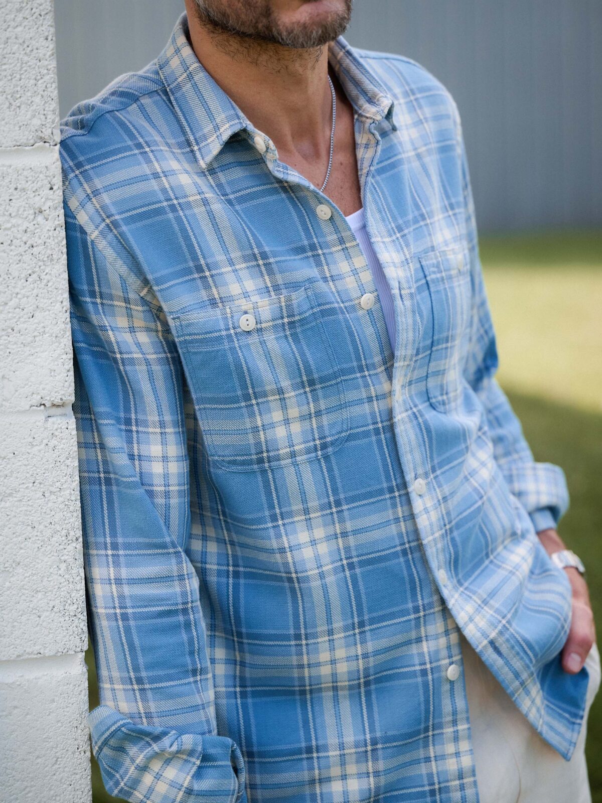 The Jackson Shirt in Light Blue Large Plaid