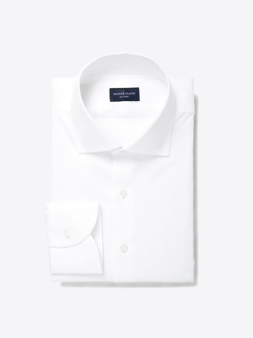 Thomas Mason Wrinkle-Resistant White Pinpoint Dress Shirt 