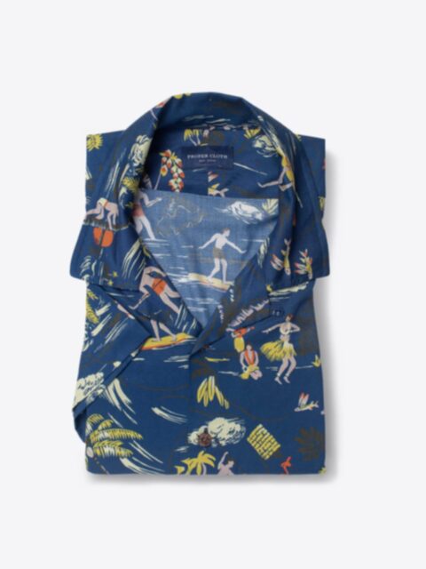Shop Blue Vintage Aloha Print Viscose