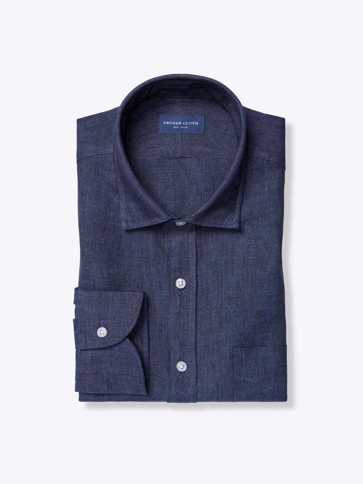 Positano Navy Linen Shirt by Proper Cloth