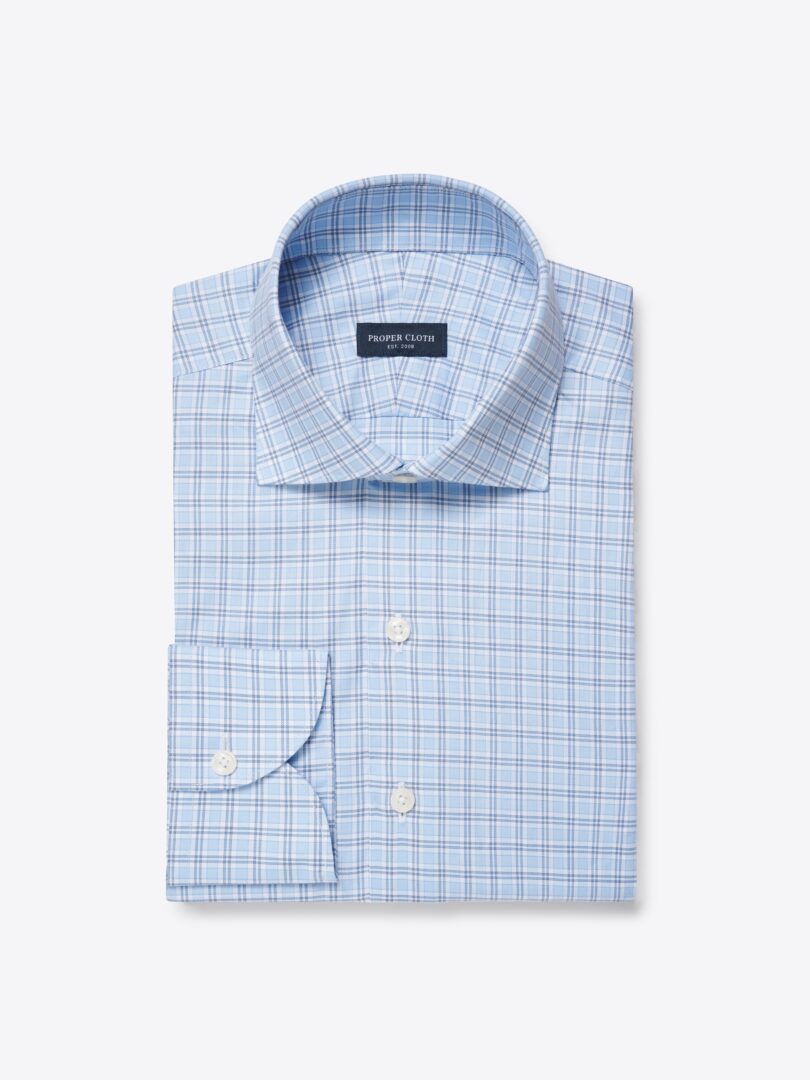 Men’s Sutton Blue and Navy Check Twill Dress Shirt Thumb