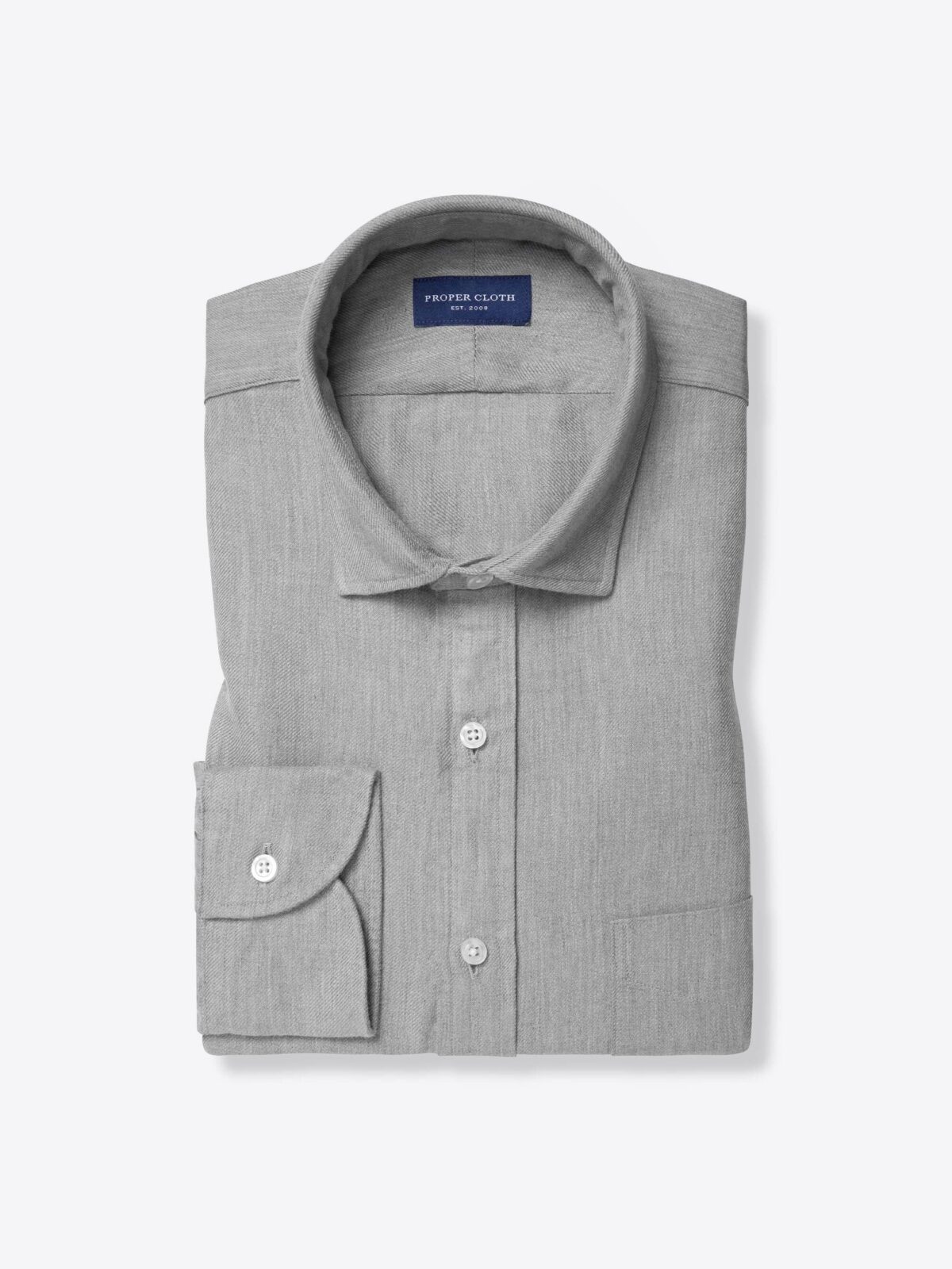Sun Washed Grey Cotton and Linen Twill Shirt by Proper Cloth