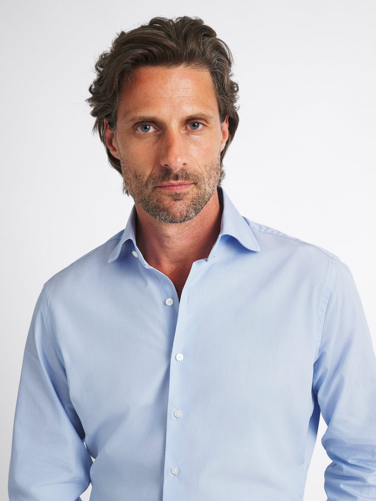 The Thomas Mason Luxury Broadcloth Shirt in Light Blue End-on-End