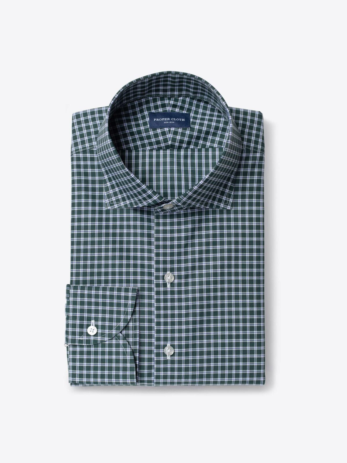 Thomas Mason Non-Iron Forest Small Check Shirt by Proper Cloth