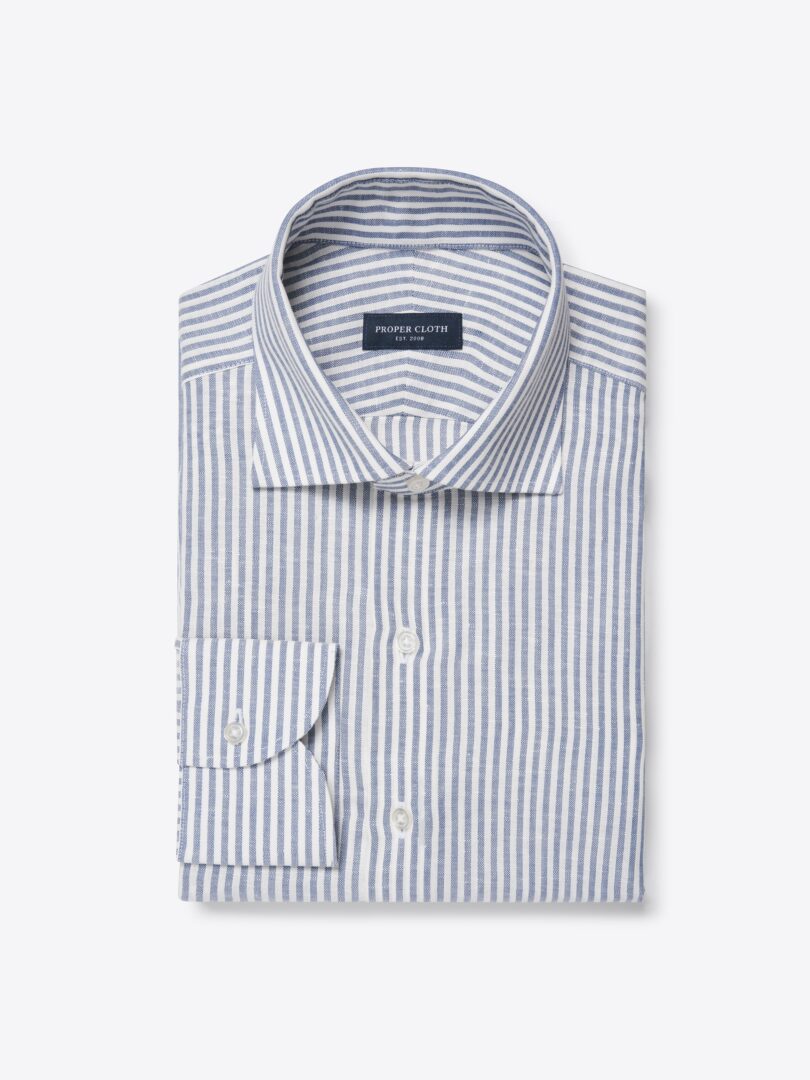 Men’s Portuguese Navy Stripe Cotton Linen Oxford Thumb