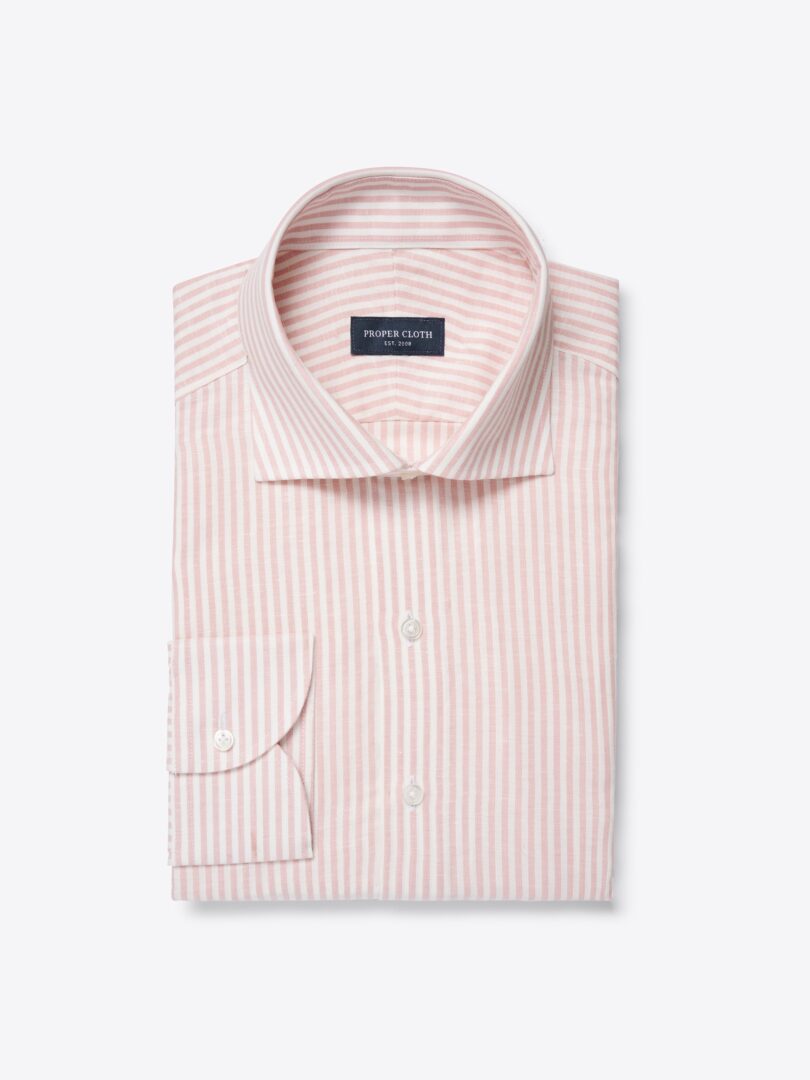 Men’s Portuguese Rose and Blue Stripe Cotton Linen Oxford Thumb