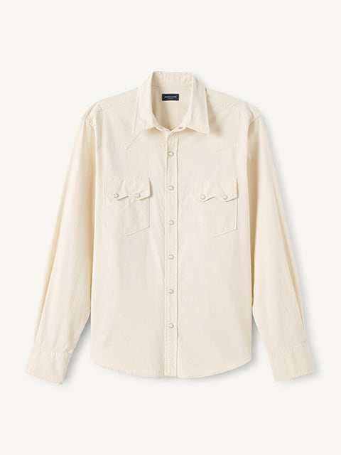 Proper Cloth Men's Japanese Cream Cotton Selvedge Twill Field Shirt - White, Size: 22, Big, Tall, 100% Cotton Proper Cloth Men's Japanese Cream Cotton Selvedge Twill Field Shirt - White, Size: 22, Big, Tall, 100% Cotton