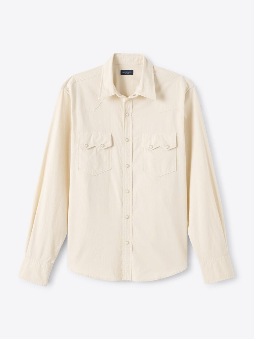 Men’s Sand Vintage Poplin Sawtooth Western Shirt Thumb