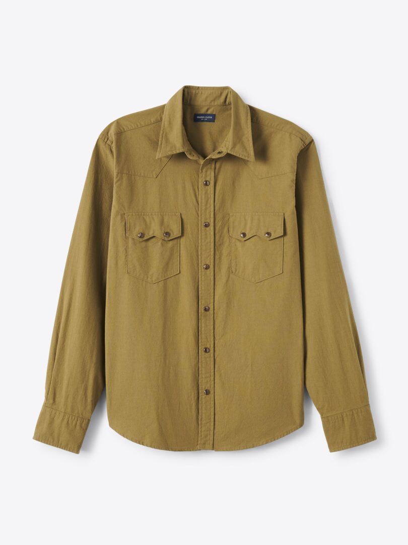 Men’s Olive Rustic Poplin Sawtooth Western Shirt Thumb
