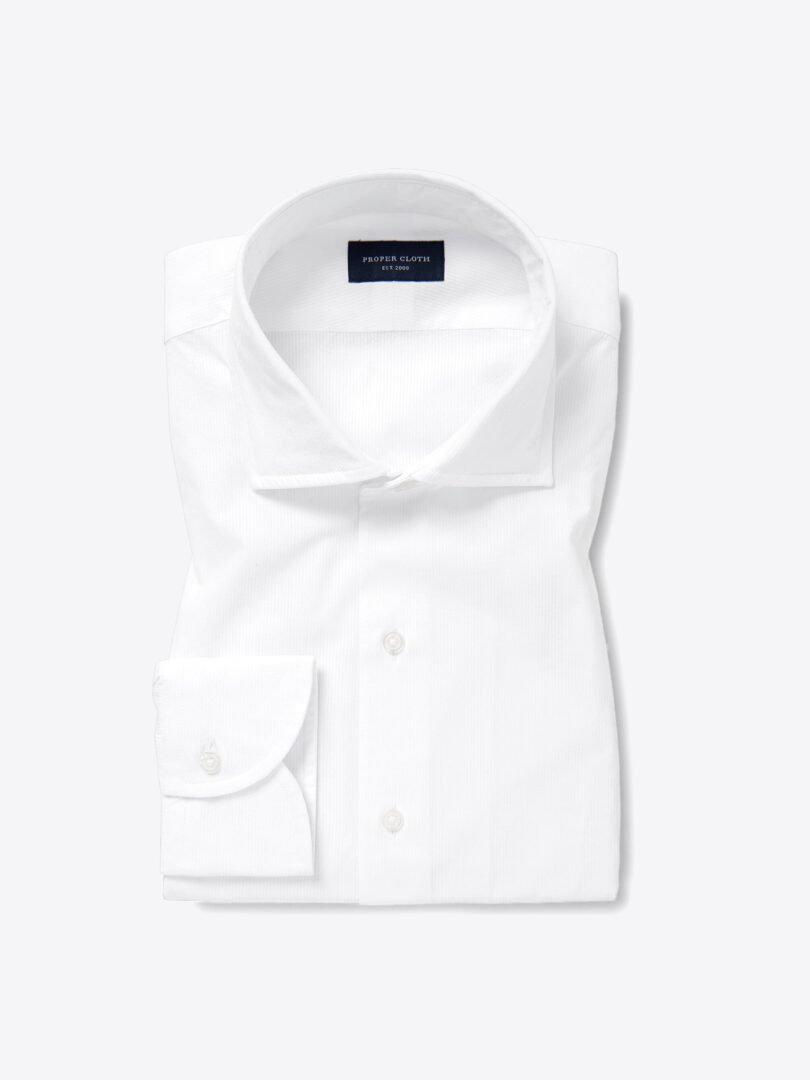 White Micro Seersucker Short Sleeve Shirt