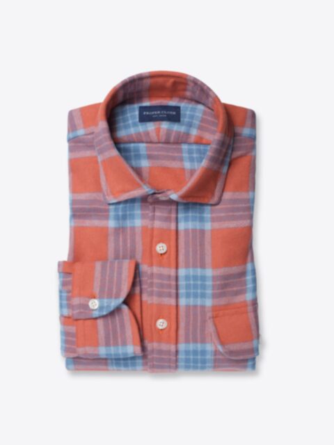 Shop Portuguese Tomato and Faded Blue Plaid Flannel