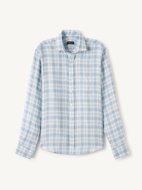 オ*ド様 G Inglese ジ イングレーゼ シャツ ブルー地　白ストライプ The Thomas Mason Giro Inglese Dress Shirt in Light Blue Stripe