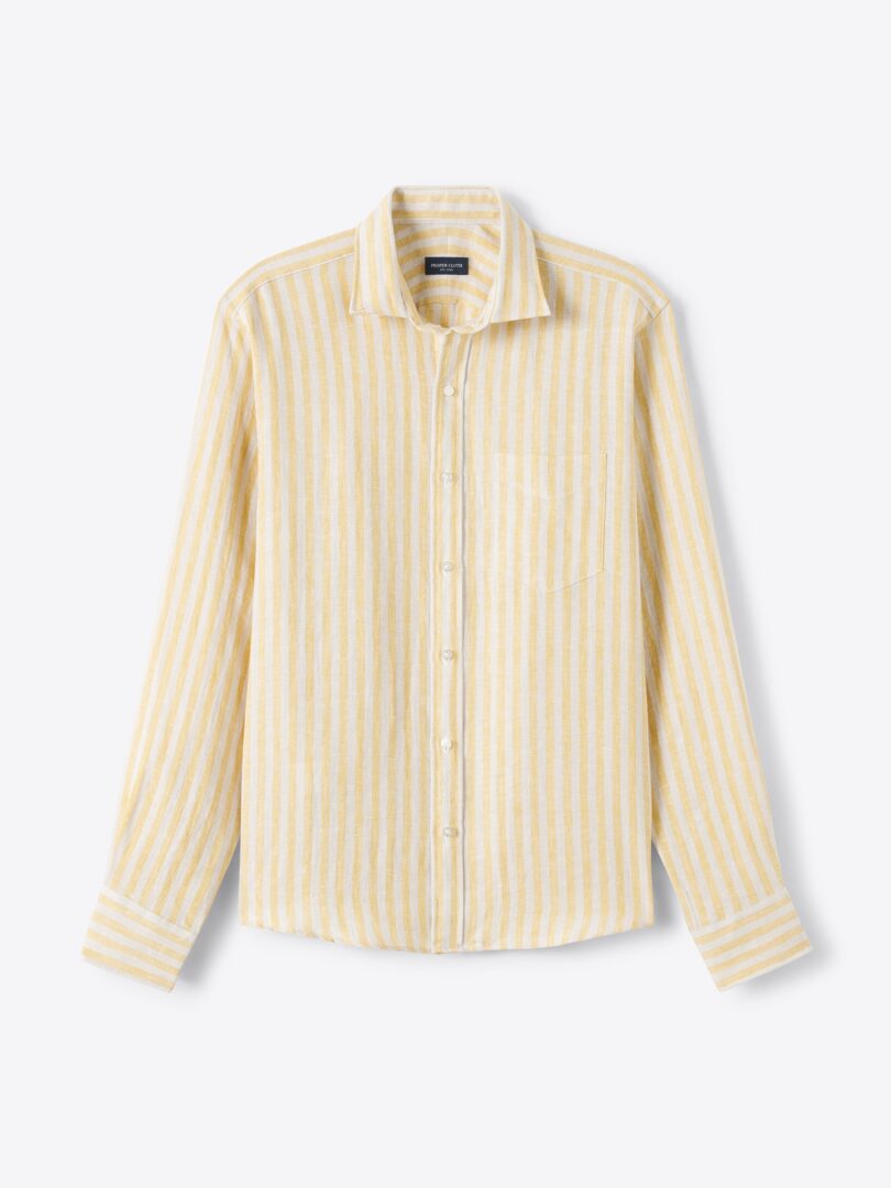 Men’s Baird McNutt Gold and Ivory Stripe Irish Linen Thumb