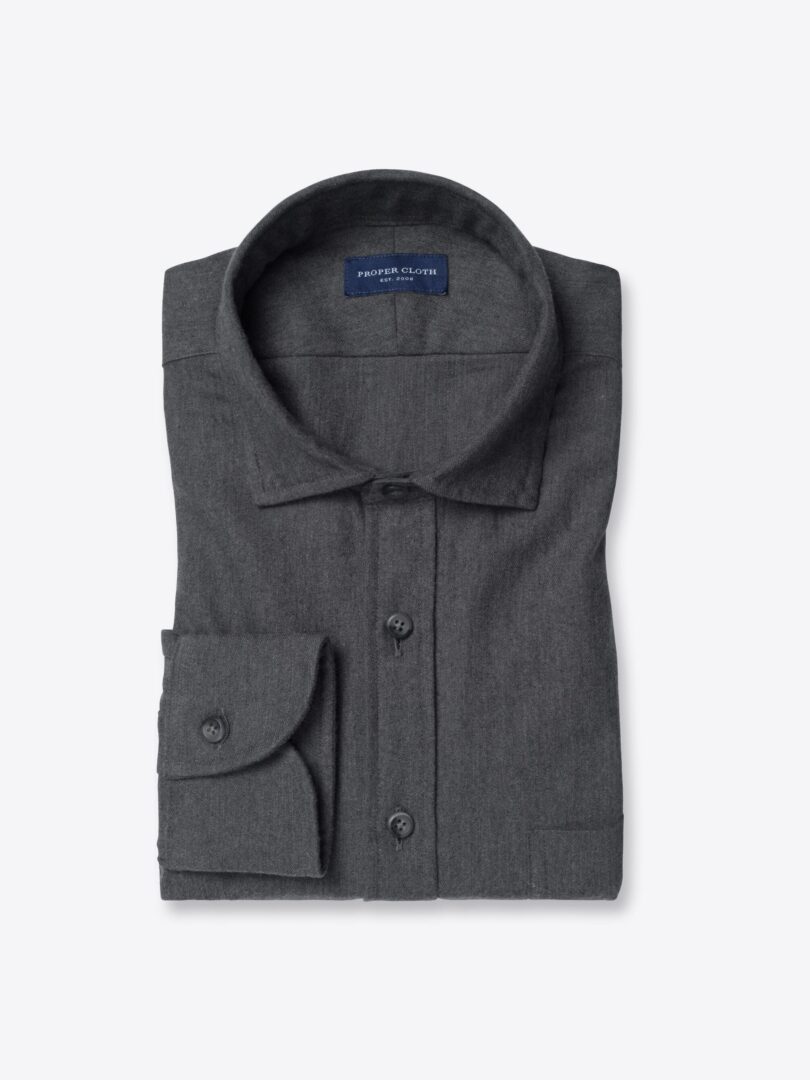Ludlow Charcoal Melange Brushed Twill 