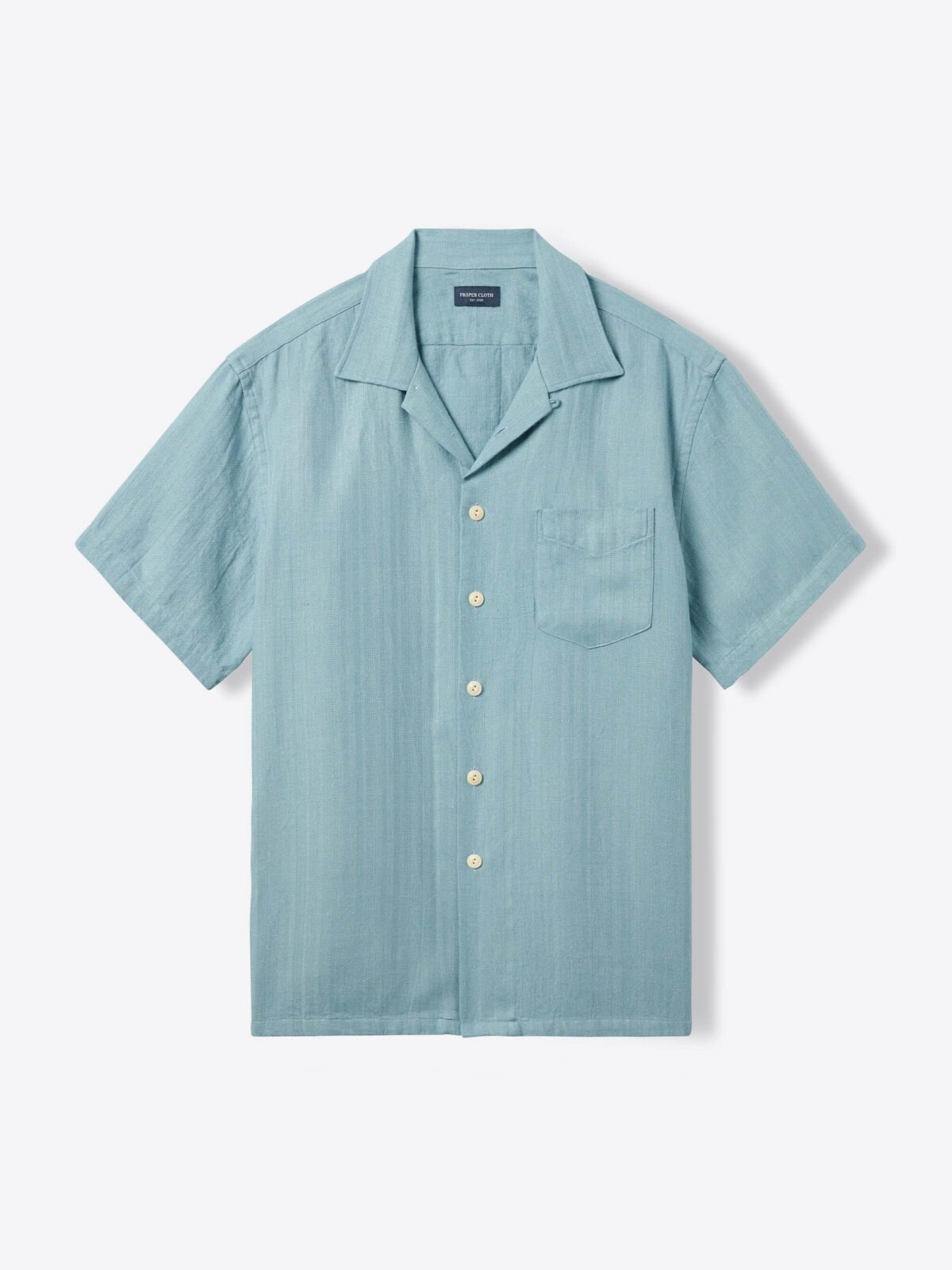 Sky Blue Cotton and Linen Dobby Shirt by Proper Cloth