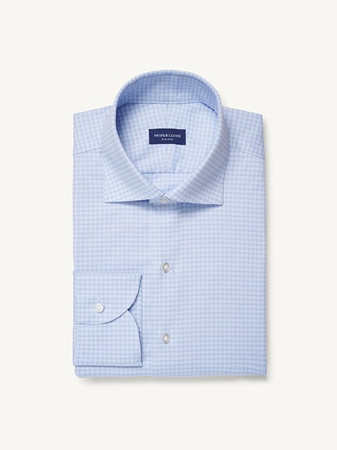 blue grid dress shirt Non-Iron Blue Micro Grid Shirt by Proper Cloth