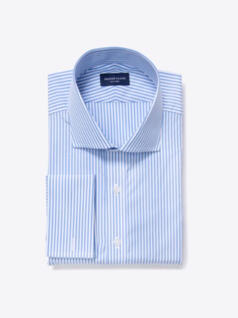 Shop 140s Light Blue Wrinkle-Resistant Bengal Stripe