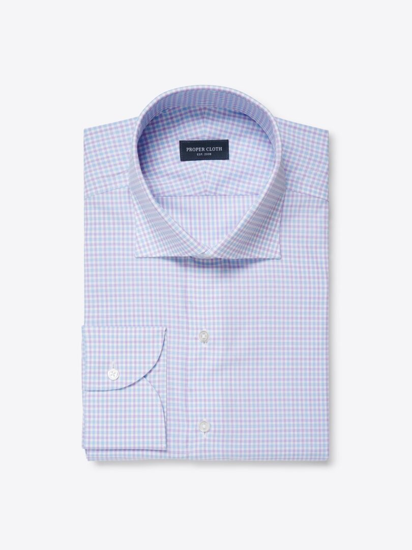 Men’s Thomas Mason Wrinkle-Resistant Blue and Lavender Multi Check Thumb