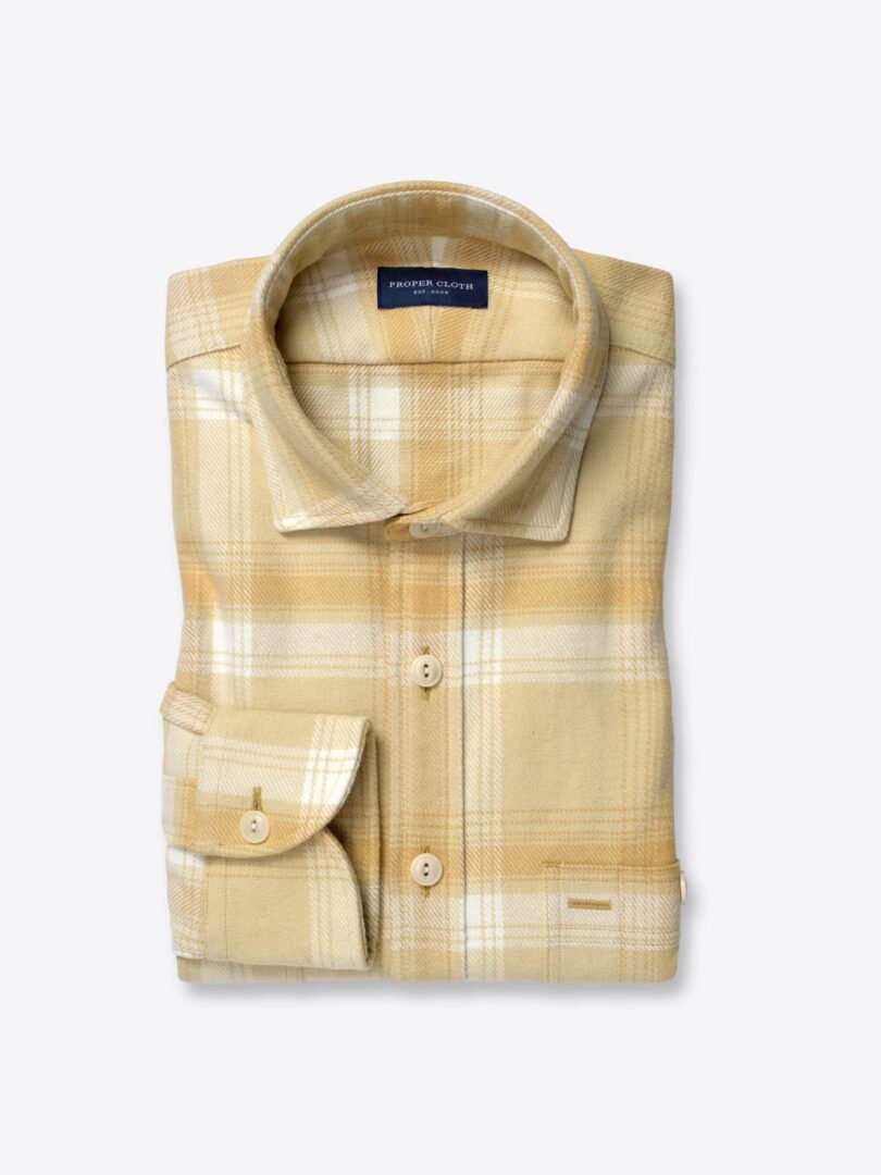 Beige and Cream Large Plaid Heavy Flannel 