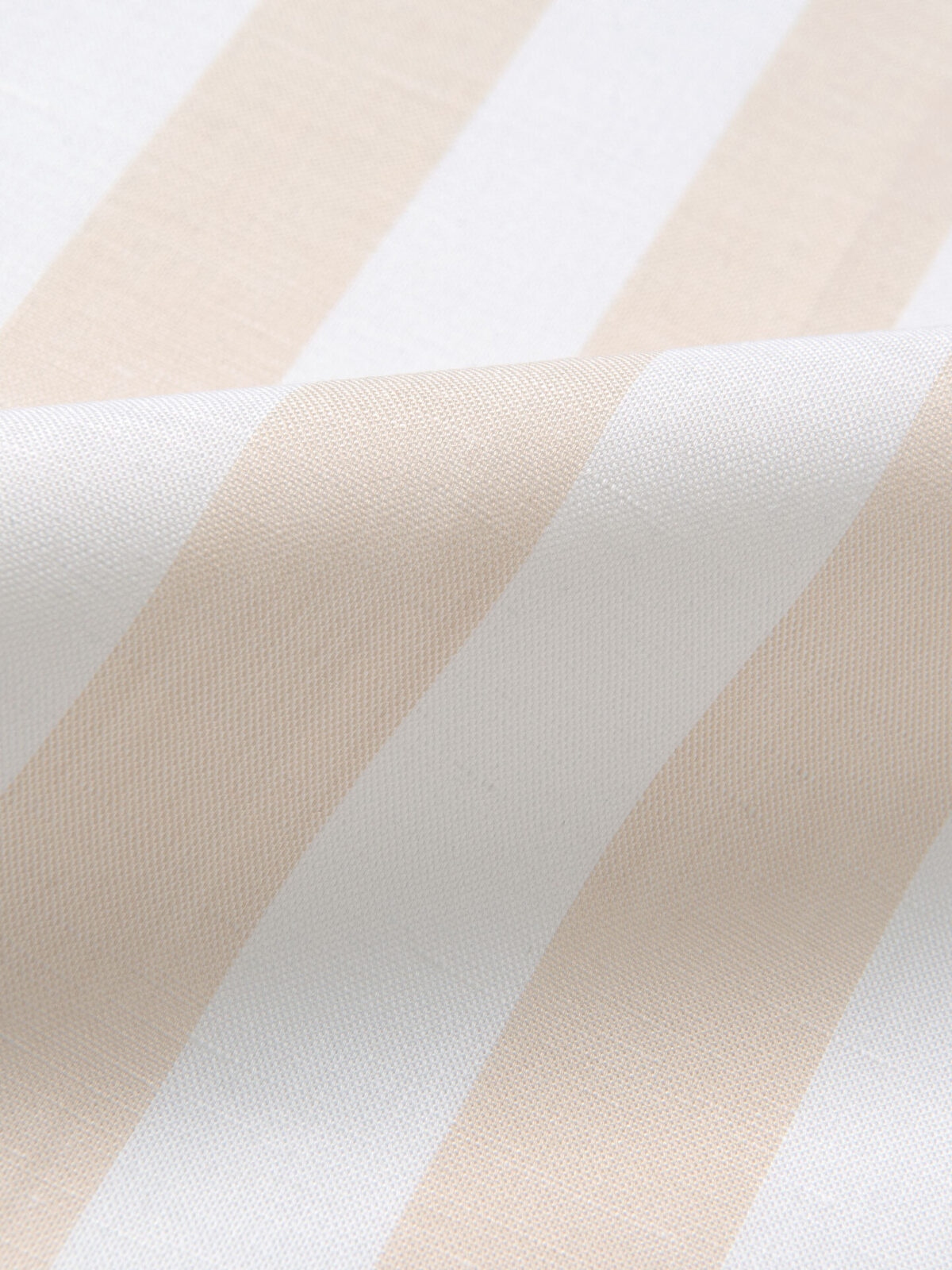 Portuguese Beige Extra Wide Stripe Cotton Linen Oxford Shirts by