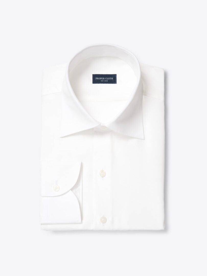Men’s Off White Tencel Poplin Dress Shirt Thumb
