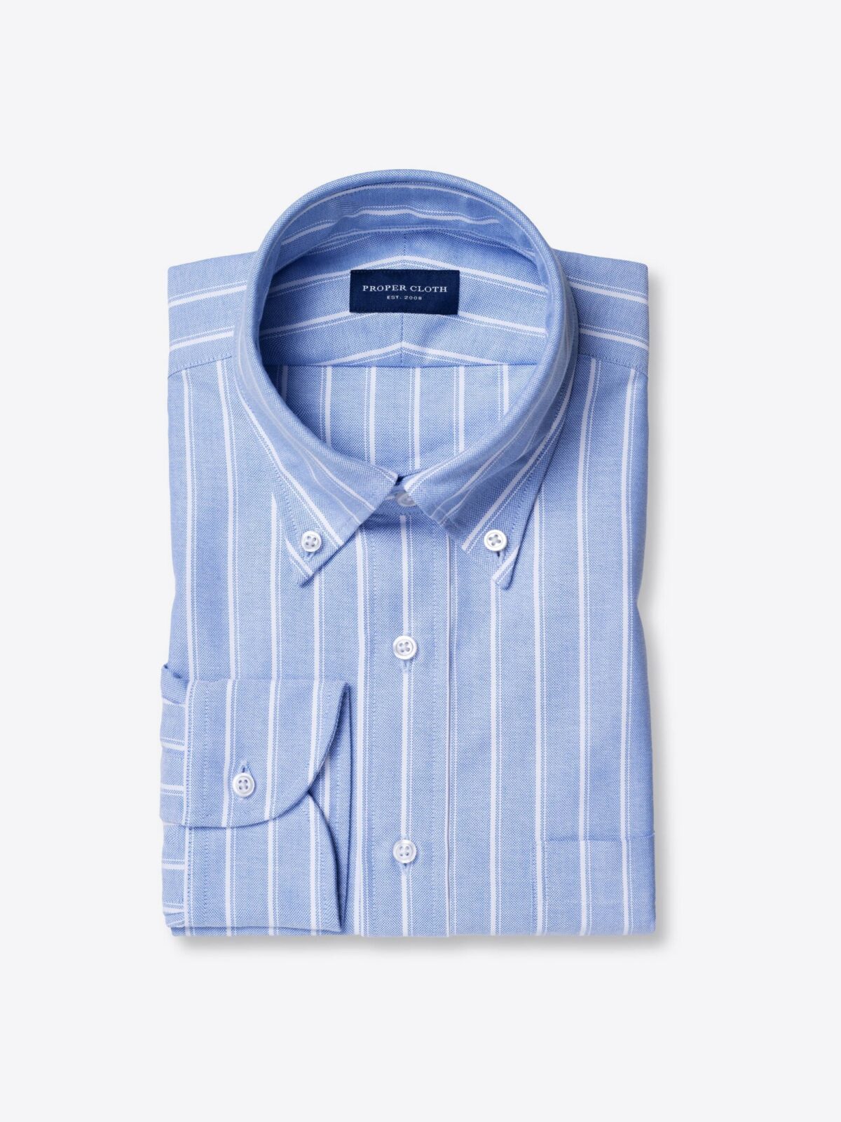 American Pima Blue Vintage Stripe Oxford Cloth Button Down Shirt